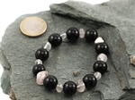 Lamellenobsidian Armband mit Rosenquarz